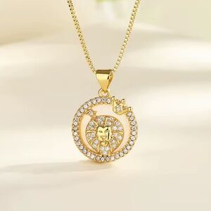 SALE 18k Stamped Gold Filled Leo Iridescent Horoscope Crystal Necklace